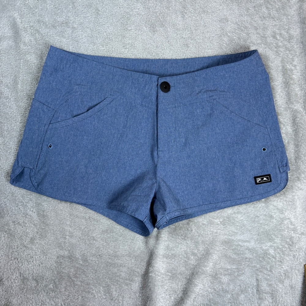 Pelagic Shorts Women 4 (Fits 32x3) Ocean Side Fishing Stretch Blue Heather